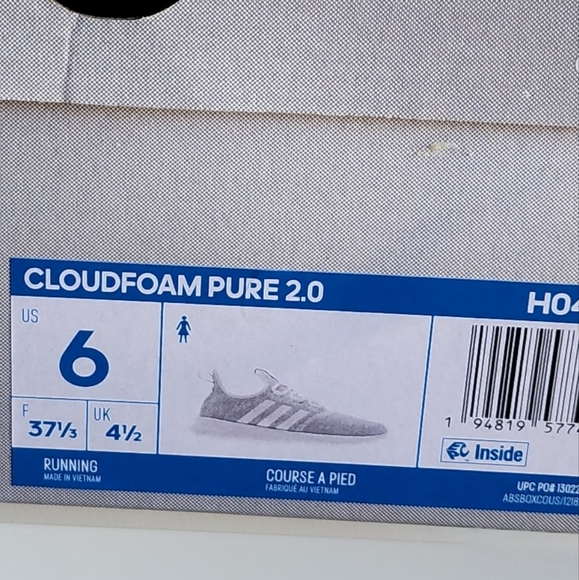 New Women's Adidas Cloudfoam Pure 2.0 Sz 6 Gray White Sneakers - Picture 3 of 4